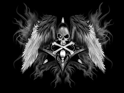 음악, 죽음의 천사, 죽음의 금속, 악, 하드 록, 중금속, 두개골, HD 배경 화면 HD wallpaper