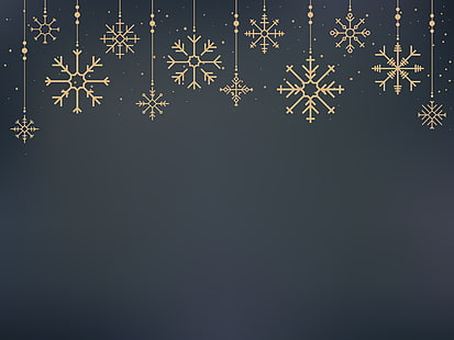  winter, snowflakes, background, gold, New Year, Christmas, golden, black, HD wallpaper HD wallpaper
