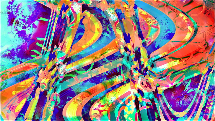 abstrak, LSD, trippy, kecerahan, ruang, psikedelik, seni digital, karya seni, surealis, Wallpaper HD