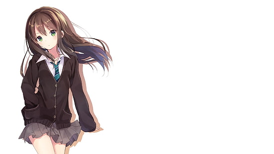 аниме девушки, школьная форма, школьница, юбка, длинные волосы, Сибуя Рин, HD обои HD wallpaper