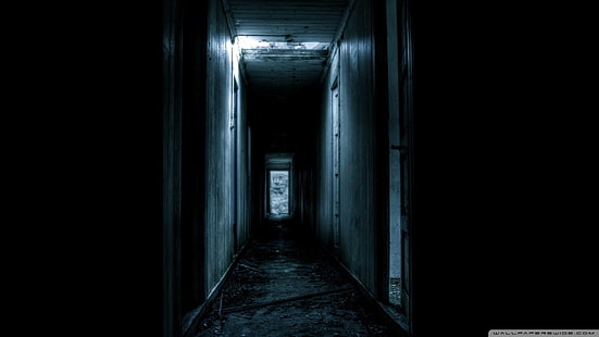 czarno-szary korytarz, korytarz, ruina, opuszczony, Tapety HD HD wallpaper