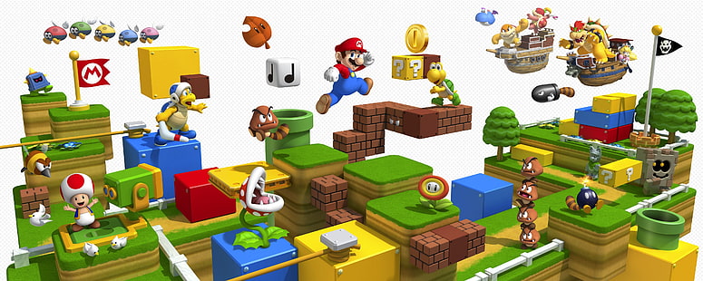 nintendo super mario 3d wieloekranowe lądowe gry wideo Mario HD Art, 3D, land, nintendo, wieloekranowe, Super Mario, Tapety HD HD wallpaper