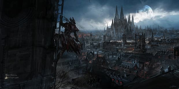 sztuka fantasy, grafika, grafika z gier wideo, Bloodborne, Yharnam, Tapety HD HD wallpaper