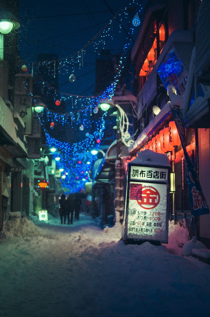 placa de rua vermelha e branca, Masashi Wakui, Japão, noite, rua, HD papel de parede, papel de parede de celular