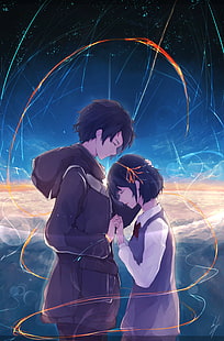 kimi keine na wa, tachibana taki, miyamizu mitsuha, paar, romantik, anime, HD-Hintergrundbild HD wallpaper