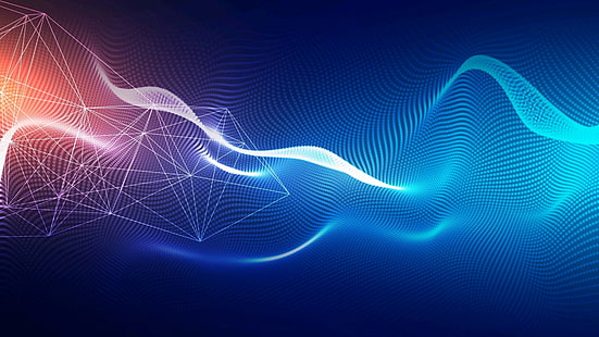 azul, luz, azul elétrico, conexão, linha, céu, gráficos, arte fractal, tecnologia, energia, rede, onda, malha, HD papel de parede HD wallpaper