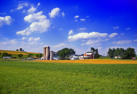uzak mesafedeki çiftlik, Ekili, mesafe, Pennsylvania, Berks County, Maxatawny İlçesi, manzara, alan çiftlik, bulutlar, kümülüs, kırsal, parlak ışık, yaratıcı ortak alan, kırsal Sahne, doğa, tarım, yaz, avrupa, alan, gökyüzü, HD masaüstü duvar kağıdı HD wallpaper