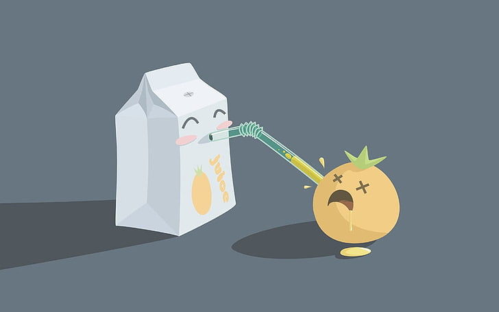 milk box and orange fruit illustration, juice, orange (fruit), happy, humor, HD wallpaper