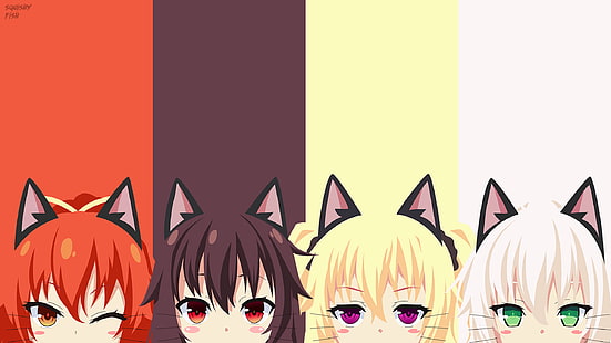 Nora ke Oujo ke Noraneko Heart, gadis anime, telinga kucing, Wallpaper HD HD wallpaper