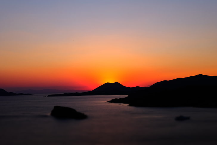 Poseidón, puesta de sol, vista lateral, Fondo de pantalla HD