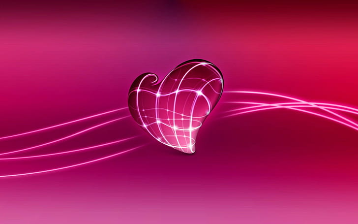 3D Love Heart HD, стикер с червено и розово сърце, любов, 3d, сърце, HD тапет