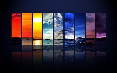 pinturas de montaña de colores variados, Tierra, Temporada, Colorido, Colores, Paisaje, Fondo de pantalla HD HD wallpaper