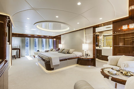bedroom, bed, window, pillow, chair, lamp, interior, interior design, luxury, HD wallpaper HD wallpaper