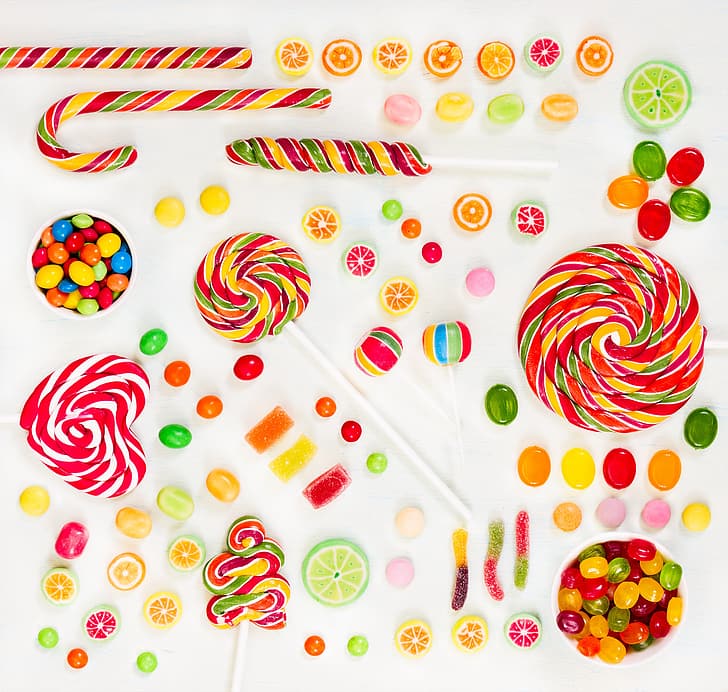 colorful, candy, sweets, lollipops, sweet, lollipop, HD wallpaper