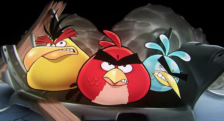 Angry Birds Cute ภาพประกอบนกโกรธสามตัวแองกรีเบิร์ดน่ารักเกมโกรธนก, วอลล์เปเปอร์ HD