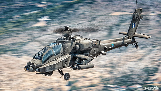 طائرات هليكوبتر عسكرية ، طائرات ، هليكوبتر هجومية ، بوينج AH-64 أباتشي ، هيليكونيا، خلفية HD HD wallpaper