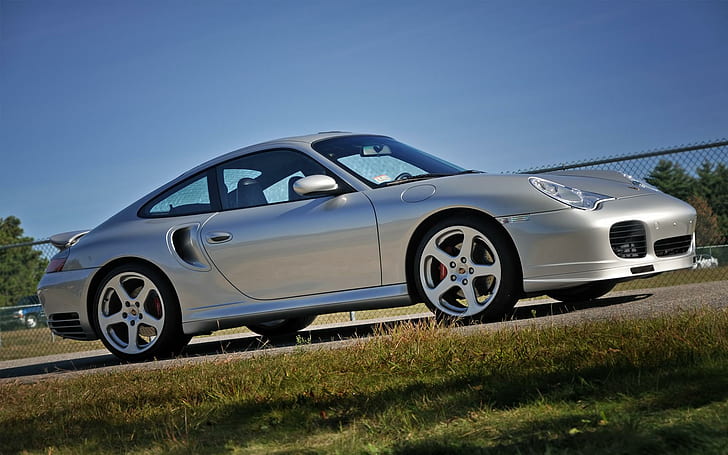 Porsche 996, серебристое купе, автомобили, 1920x1200, Порше, Porsche 996, HD обои