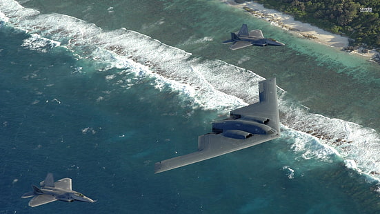 military, airplane, Northrop Grumman B-2 Spirit, Lockheed Martin F-22 Raptor, HD wallpaper HD wallpaper