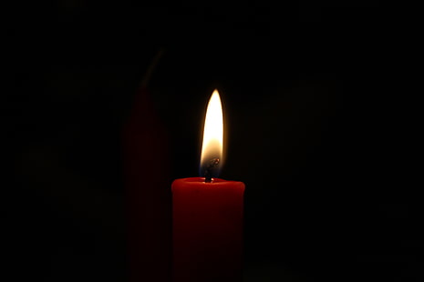 червена свещ, свещи, черен фон, HD тапет HD wallpaper