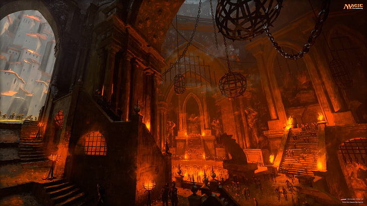 interior katedral, Magic: The Gathering, magic, Rakdos, town, Wallpaper HD