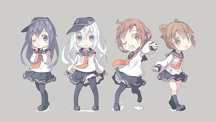 Anime, Coleção Kantai, Akatsuki (KanColle), Hibiki (Kancolle), Ikazuchi (Kancolle), Inazuma (Kancolle), HD papel de parede