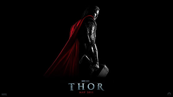 Affiche de Marvel Thor, films, Thor, Chris Hemsworth, fond noir, super-héros, univers cinématographique Marvel, affiche de film, Fond d'écran HD HD wallpaper