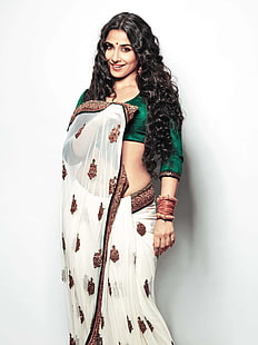 women curly hair bollywood vidya balan saree 2000x2668  Entertainment Bollywood HD Art , women, curly hair, HD wallpaper HD wallpaper