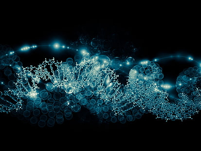 فني ، بنية الحمض النووي ، أزرق، خلفية HD HD wallpaper