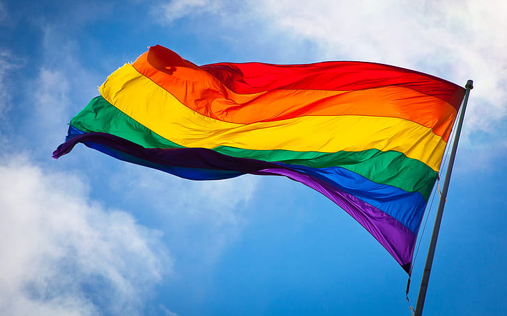 gay pride flag rainbows colorful sky clouds san francisco windy culture lgbt, HD wallpaper