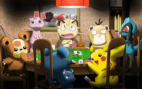 Pokemon pikachu poker mew psyduck teddiursa anime meowth Anime Pokemon HD Sanat, Pokemon, Pikachu, HD masaüstü duvar kağıdı HD wallpaper