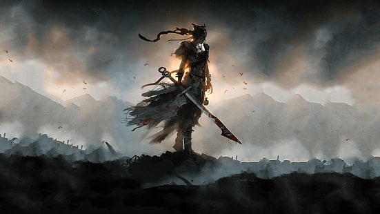 Mann hält Schwert digitale Tapete, Hellblade: Senua Opfer, Videospiele, Hellblade, HD-Hintergrundbild HD wallpaper