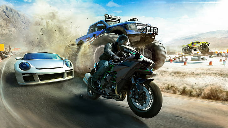 The Crew Wild Run, karya seni, video game, Kawasaki Ninja H2R, Ford Raptor, Wallpaper HD