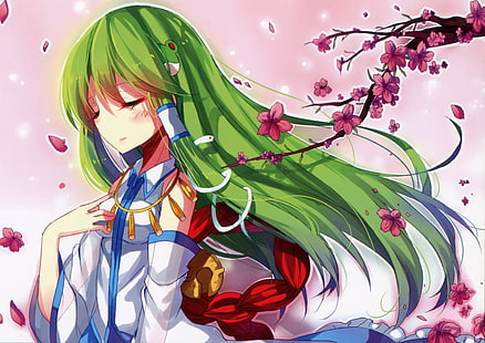 Kochiya Sanae, Touhou, flor de cerezo, Fondo de pantalla HD HD wallpaper
