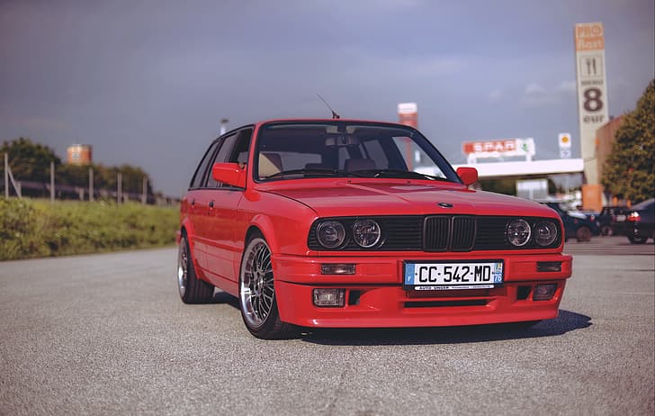 BMW, Germany, E30, RED, Touring, Wagon, Old School, HD wallpaper