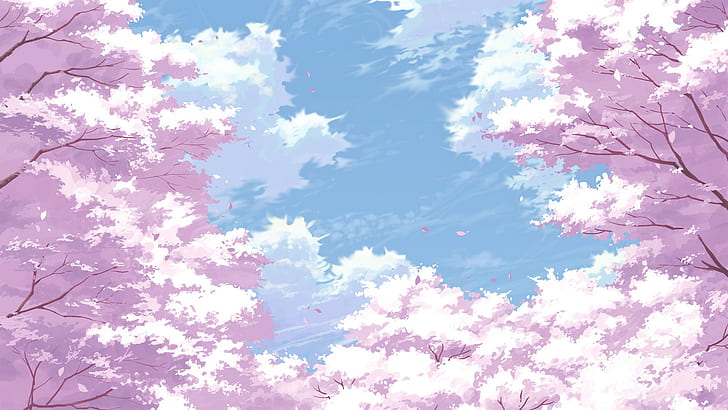 Anime landscape, cherry blossom, bridge, waterfall, anime girl, nature, HD  wallpaper | Wallpaperbetter