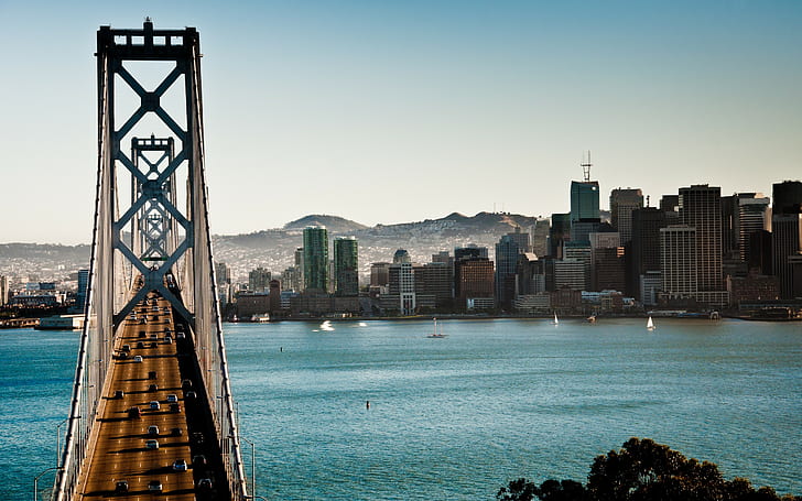 다리, 강, 건물, 샌프란시스코, HD 배경 화면