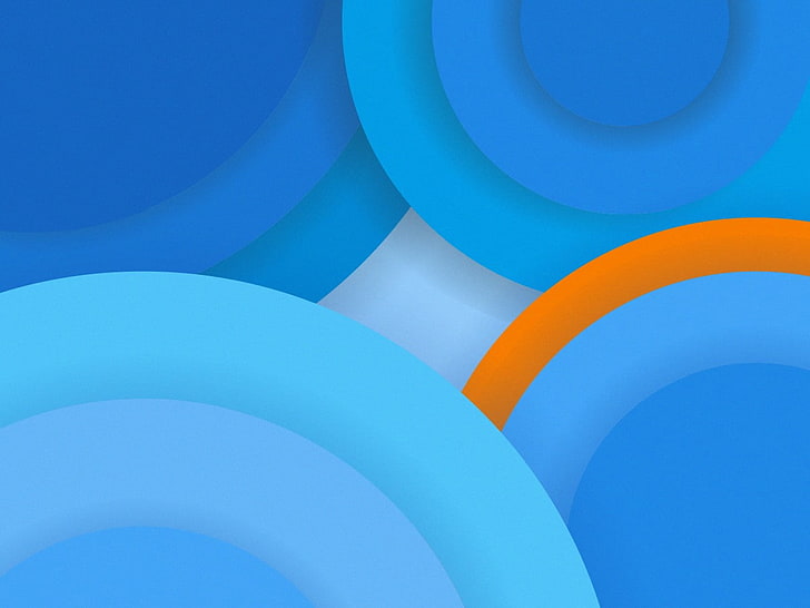 синие круги обои, стиль материала, Android L, HD обои