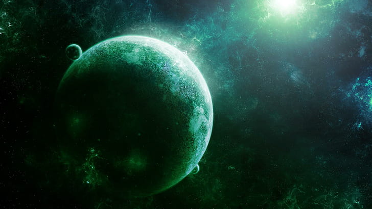 Green planet, green smoking planet illustration, space, 1920x1080, star, planet, universe, HD wallpaper