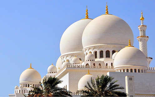 Domes Of Grand Mosque, Sheikh Zayed, Abu Dhabi United Arab Emirates Desktop Hd Wallpapers For Mobile Phones And Computer 3400×2125, HD wallpaper HD wallpaper