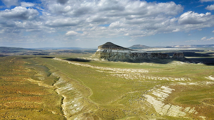 highland, grassland, sky, west kazakhstan region, western kazakhstan, cloud, plateau, kazakhstan, landscape, plain, grass, escarpment, HD wallpaper