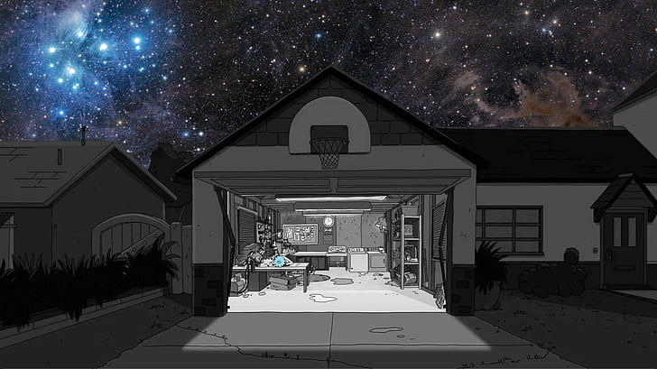 illustration de garage, Rick et Morty, Unity, Rick Sanchez, Fond d'écran HD