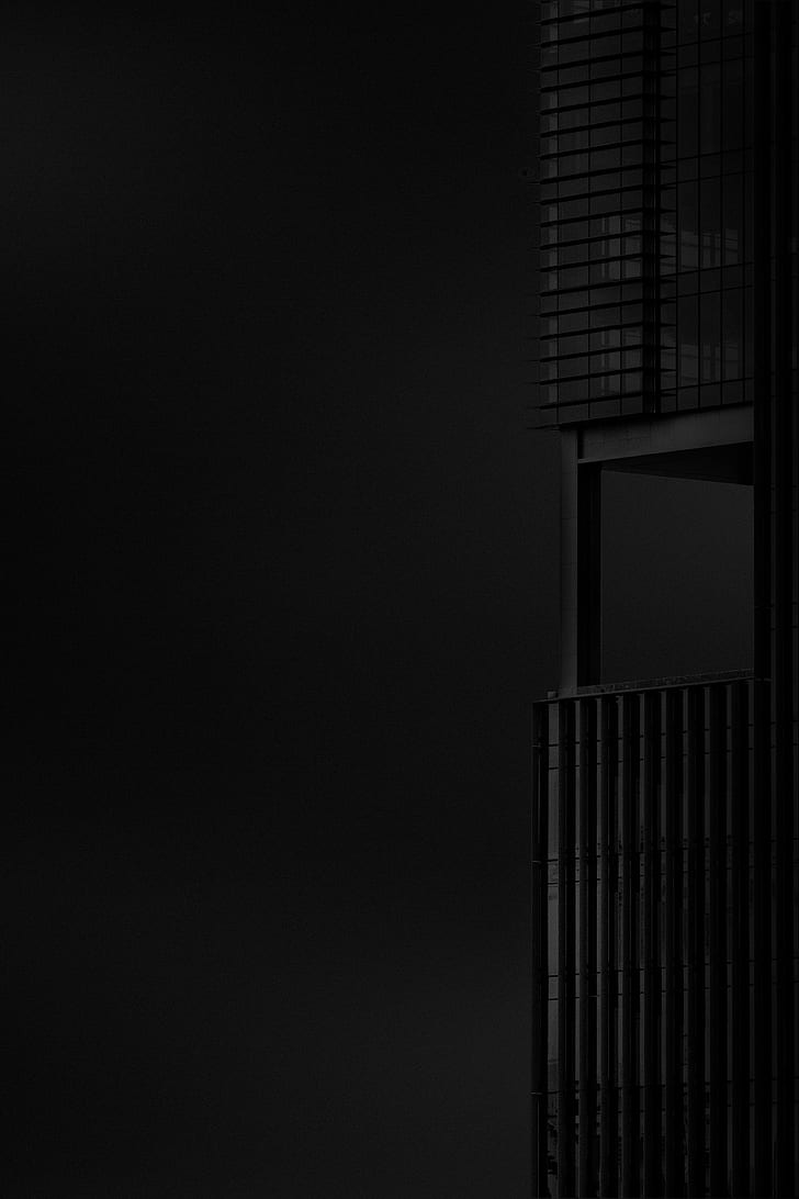 edificio, minimalismo, bw, negro, oscuro, arquitectura, Fondo de pantalla HD, fondo de pantalla de teléfono