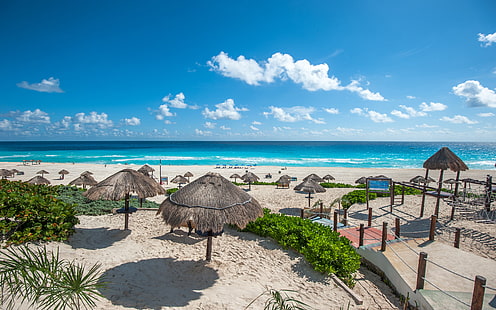 Dolphin Beach Panorama, Cancun, Mexico, HD wallpaper HD wallpaper