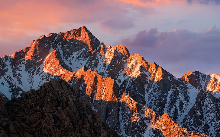 gunung yang dilapisi salju, lanskap, gunung, sinar matahari, alam, awan, langit, puncak bersalju, Wallpaper HD