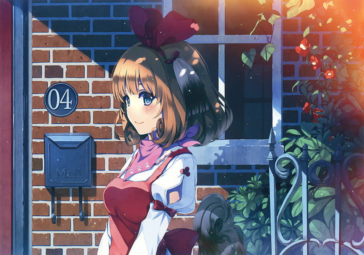Anime Girls, originelle Charaktere, Stirnband, Erröten, Anime, HD-Hintergrundbild