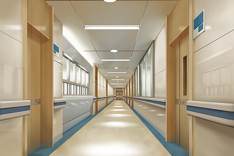  Anime, Original, Hallway, Hospital, HD wallpaper HD wallpaper