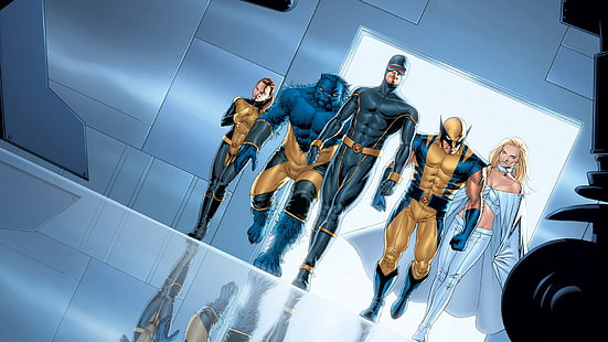 X-Men Beast Cyclops Wolverine HD, personagens de x-men, desenho animado / quadrinhos, x, homens, wolverine, besta, ciclope, HD papel de parede HD wallpaper