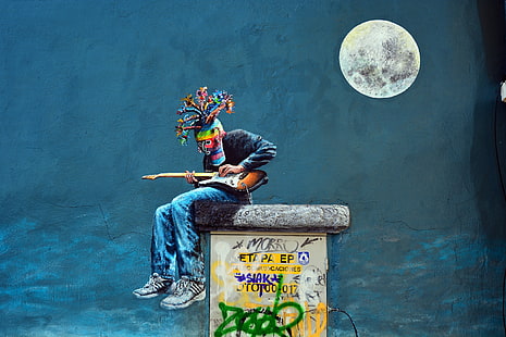 ściana, graffiti, figura, Tapety HD HD wallpaper