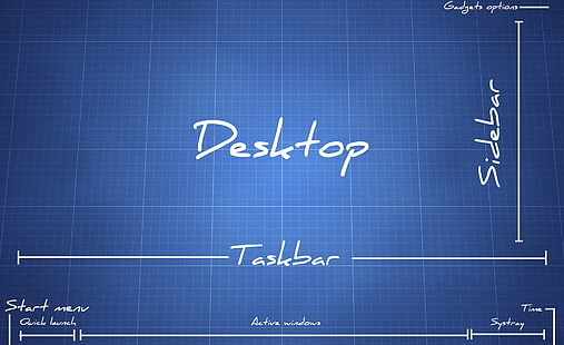Desktop Blueprint, Computer, Andere, Blau, Desktop, Hintergrund, Blaupause, HD-Hintergrundbild HD wallpaper
