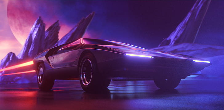 Auto, Music, Neon, Machine, Background, Synth, Retrowave, Synthwave, New Retro Wave, Futuresynth, Sintav, Retrouve, Outrun, Magnatron 2.0, Magnatron, Wice, Star Fighter, Wice - Star Fighter, HD тапет